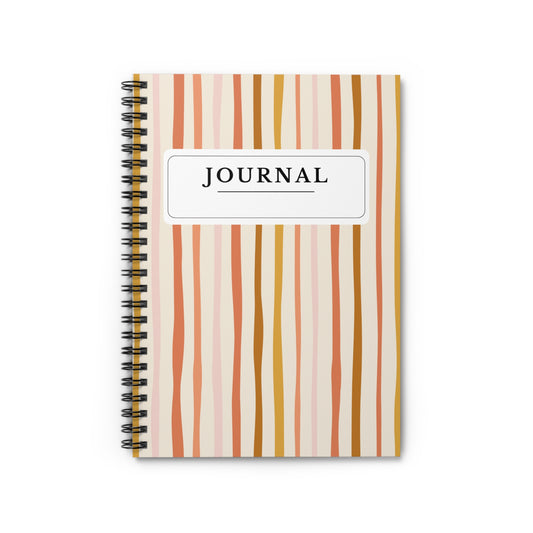Modern Boho Stripe Journal — Spiral Ruled Notebook with Soft Neutral Palette
