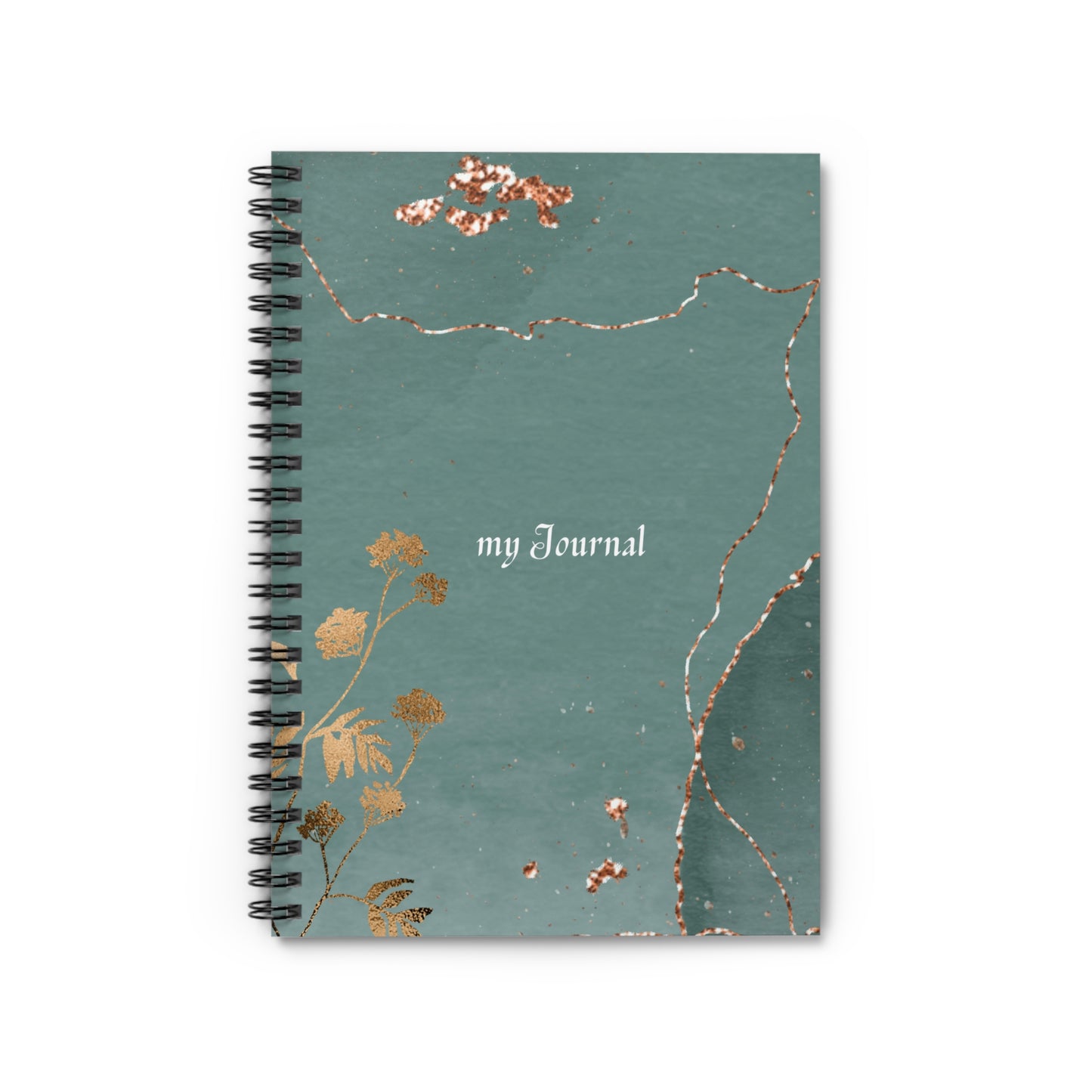 My Journal — Spiral Ruled Notebook with Sage Green & Botanical Gold Design
