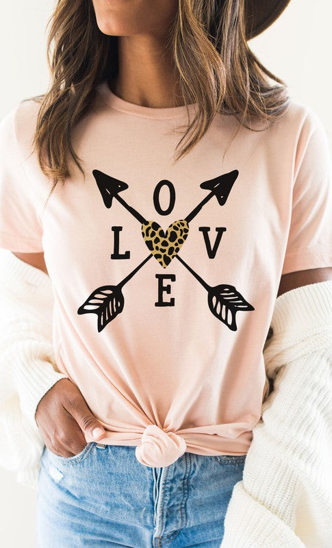 Love Metallic Leopard Heart Arrow PLUS Graphic Tee