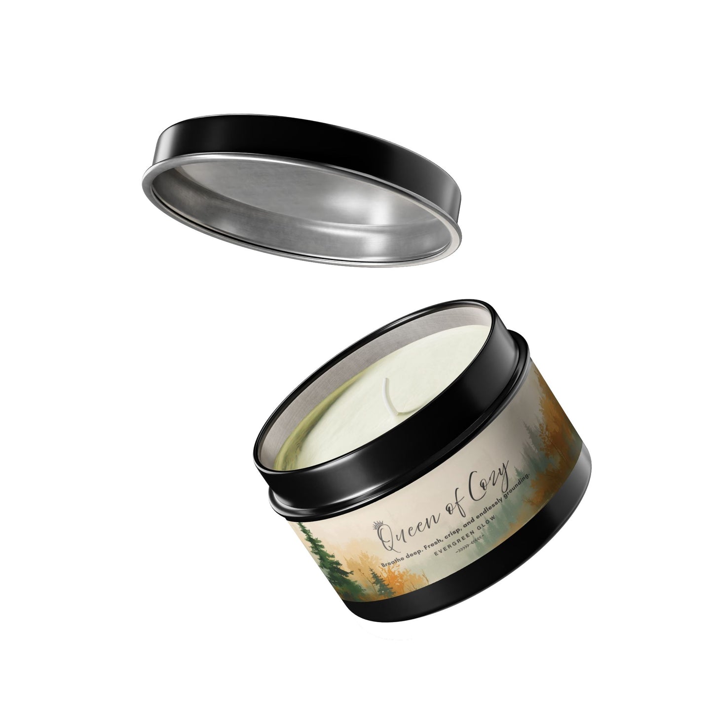 Queen of Cozy Tin Candles | Evergreen Glow