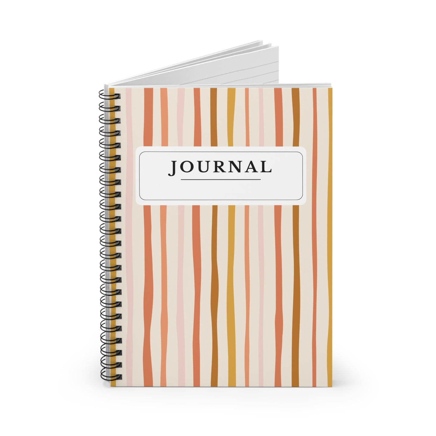 Modern Boho Stripe Journal — Spiral Ruled Notebook with Soft Neutral Palette
