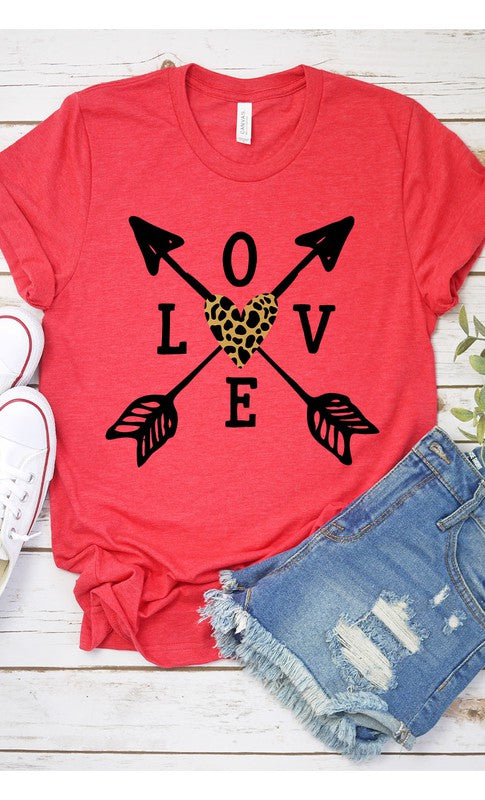 Leopard Heart Love Arrows Graphic Tee PLUS