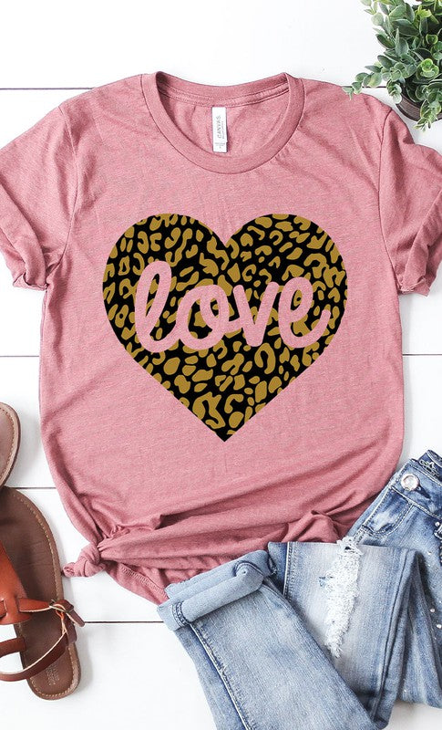 Love Leopard Heart Graphic Tee