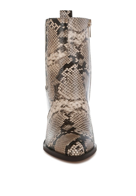 Snake Print Ankle Boots