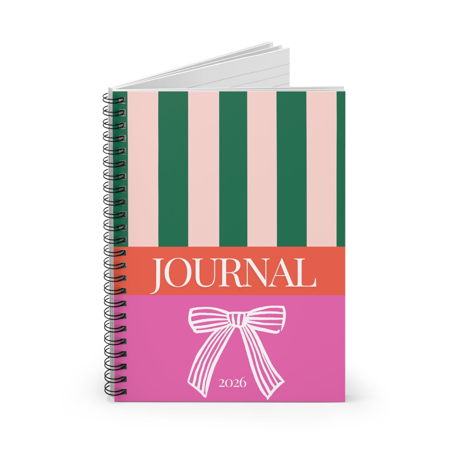 The Bow Stripe Journal — 2026 Spiral Ruled Notebook