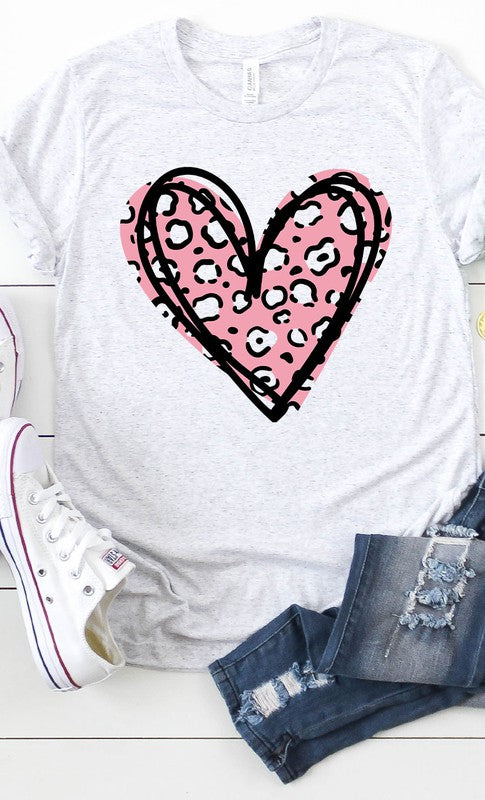 Leopard Pink Heart Graphic Tee PLUS