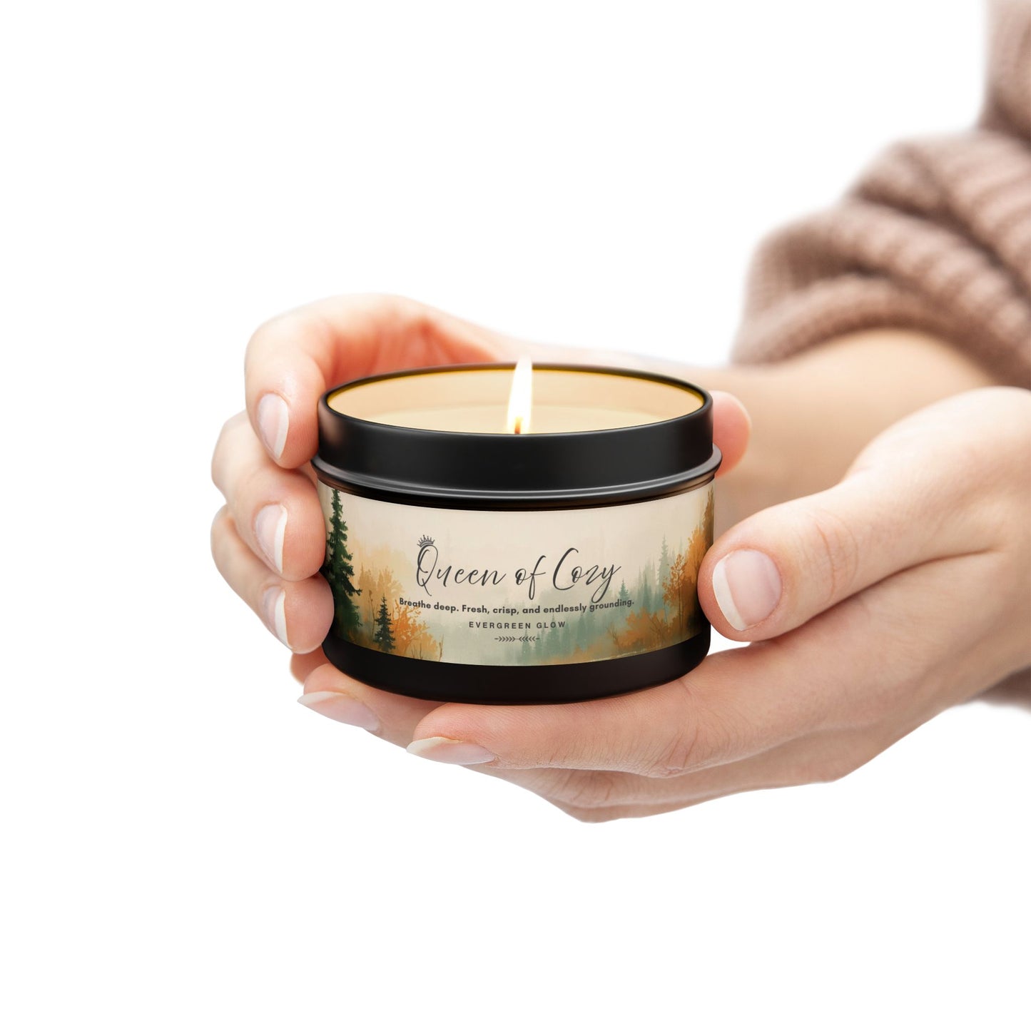 Queen of Cozy Tin Candles | Evergreen Glow