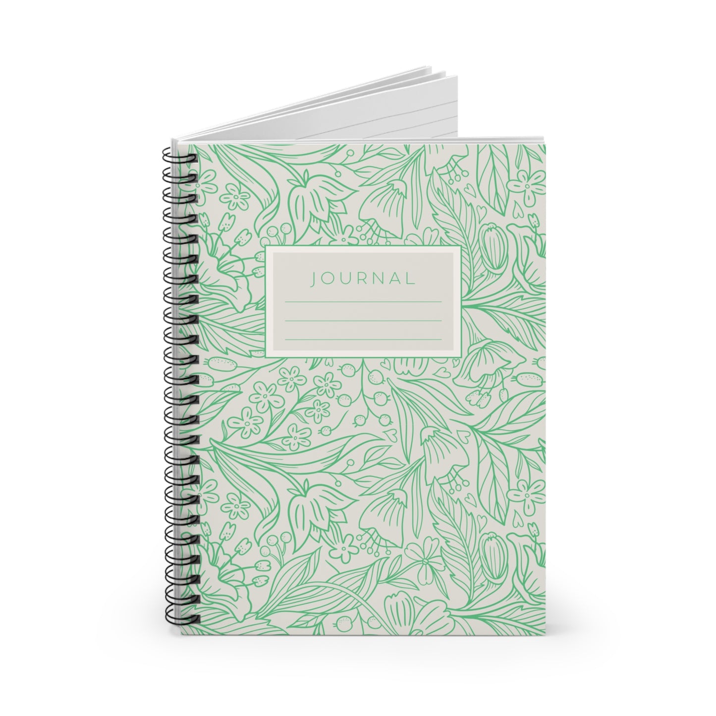 The Garden Journal — Spiral Ruled Notebook with Botanical Line Art