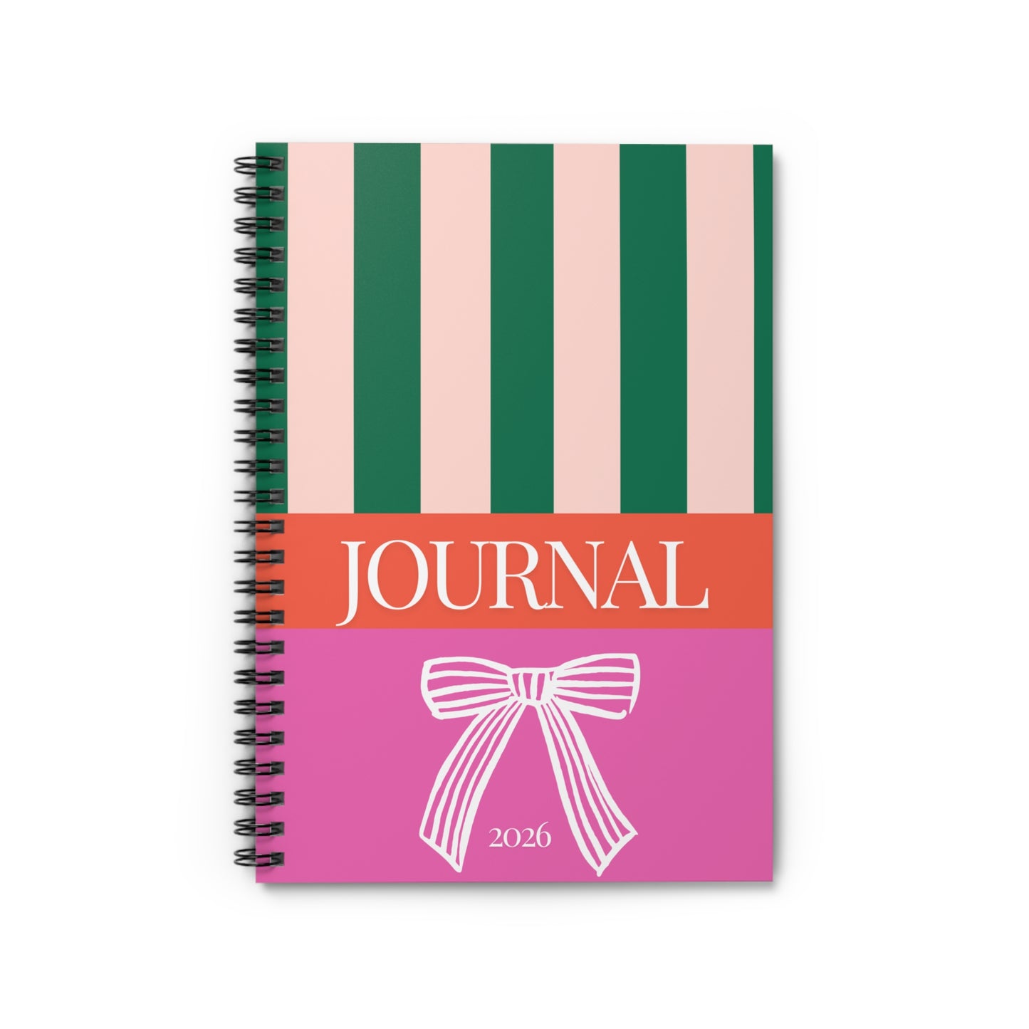 The Bow Stripe Journal — 2026 Spiral Ruled Notebook