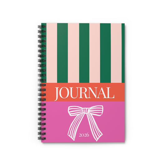 The Bow Stripe Journal — 2026 Spiral Ruled Notebook