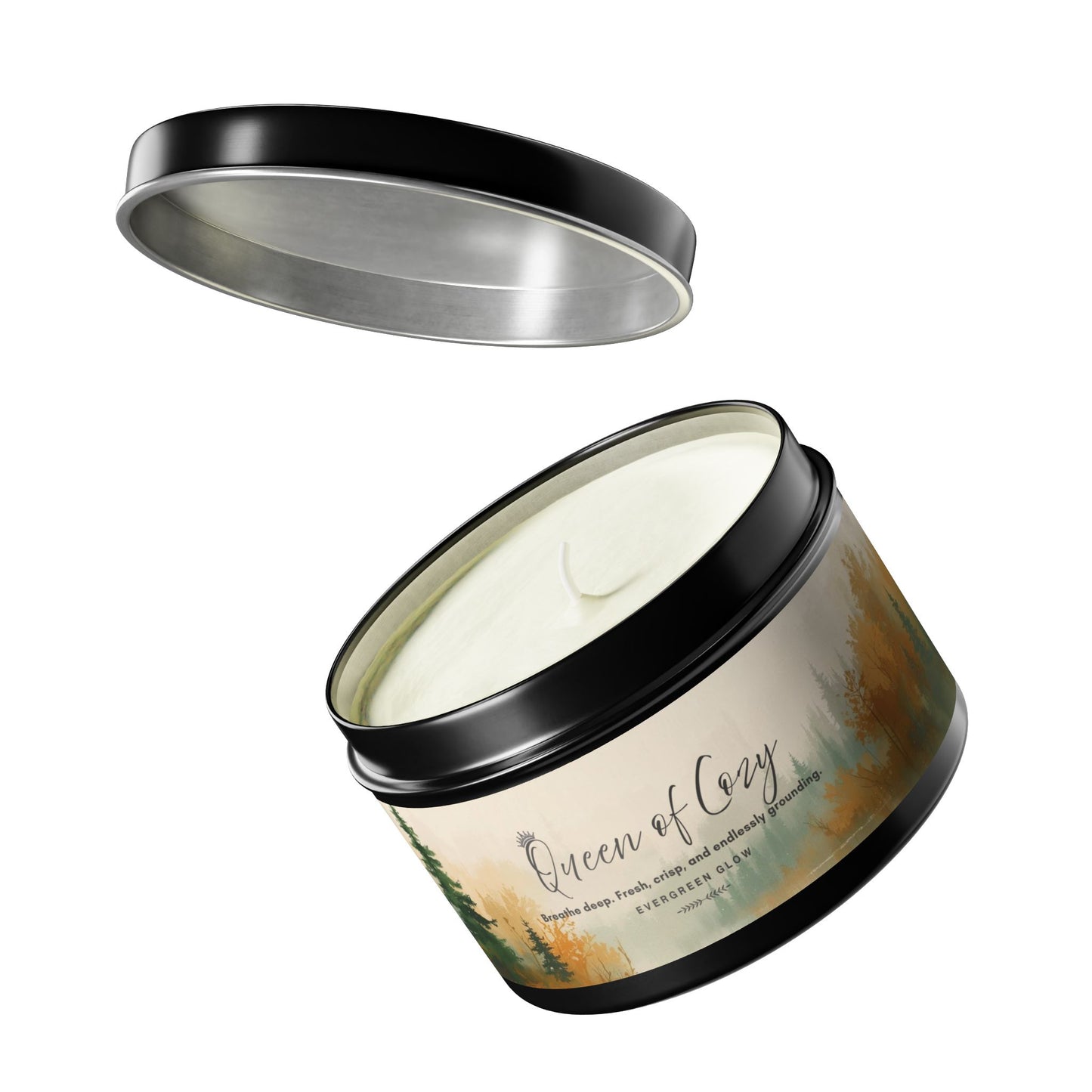 Queen of Cozy Tin Candles | Evergreen Glow