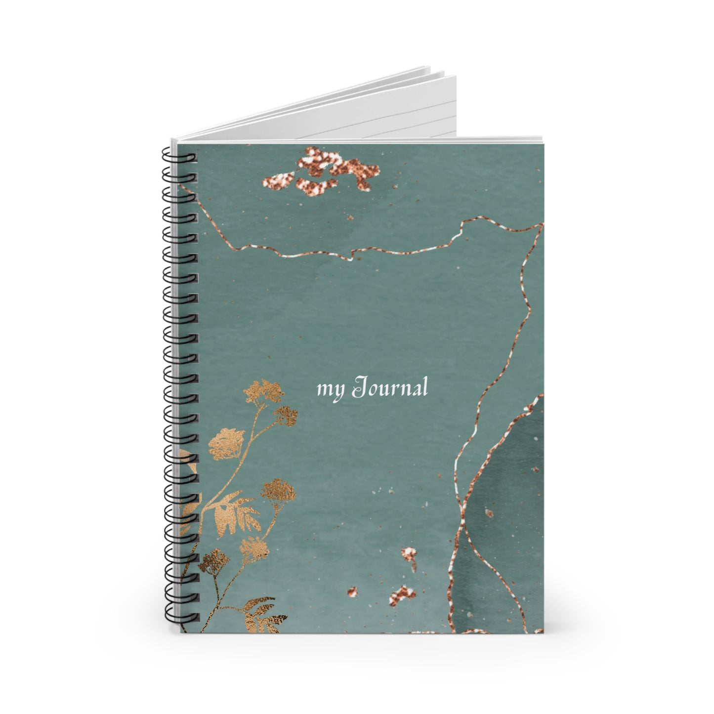 My Journal — Spiral Ruled Notebook with Sage Green & Botanical Gold Design