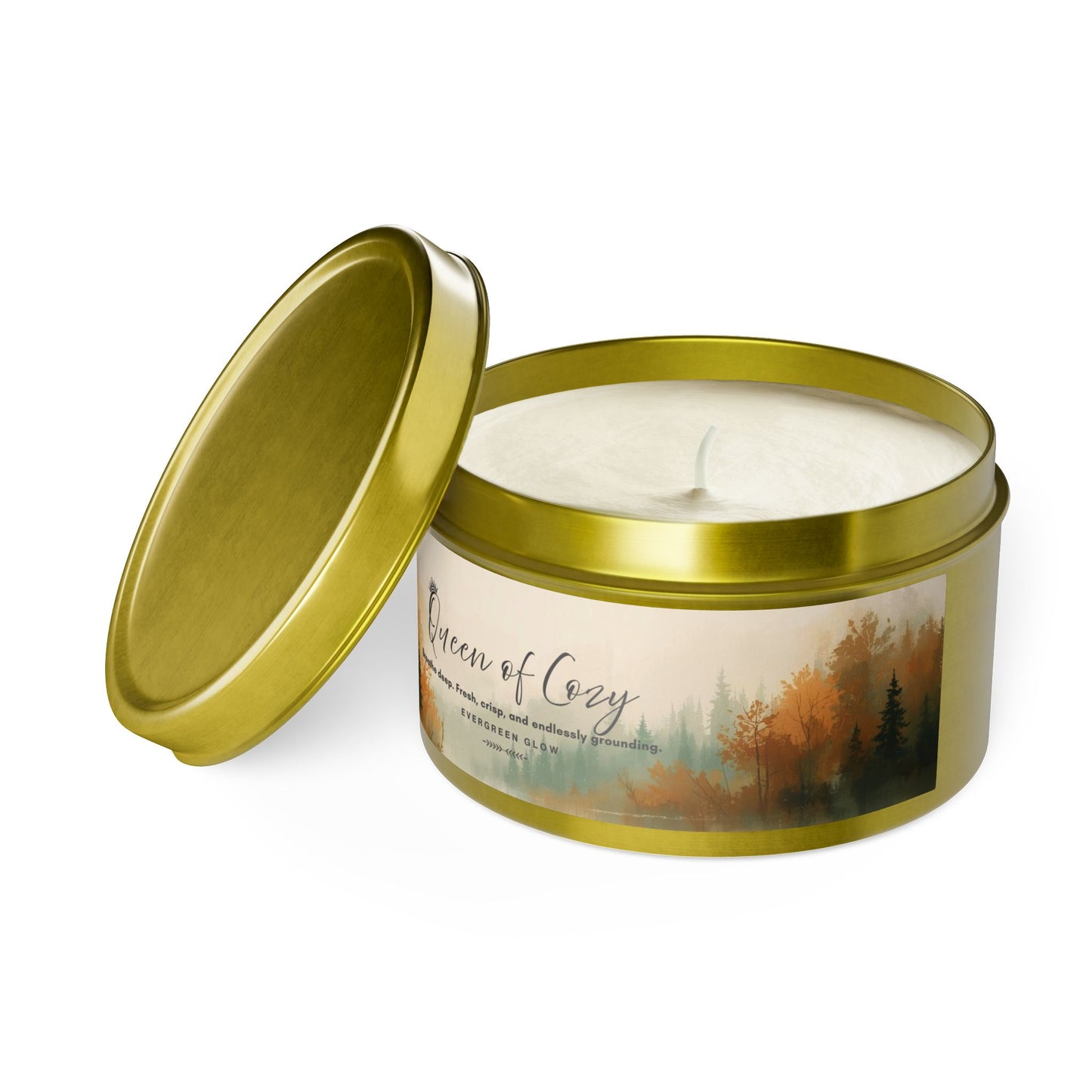 Queen of Cozy Tin Candles | Evergreen Glow