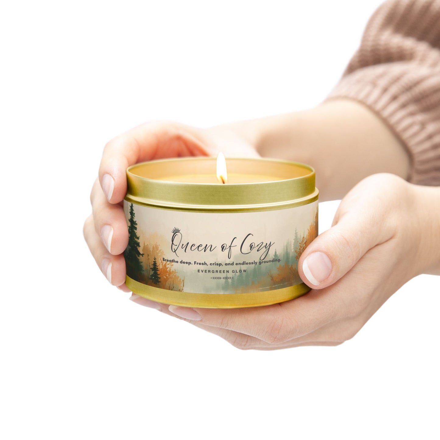 Queen of Cozy Tin Candles | Evergreen Glow