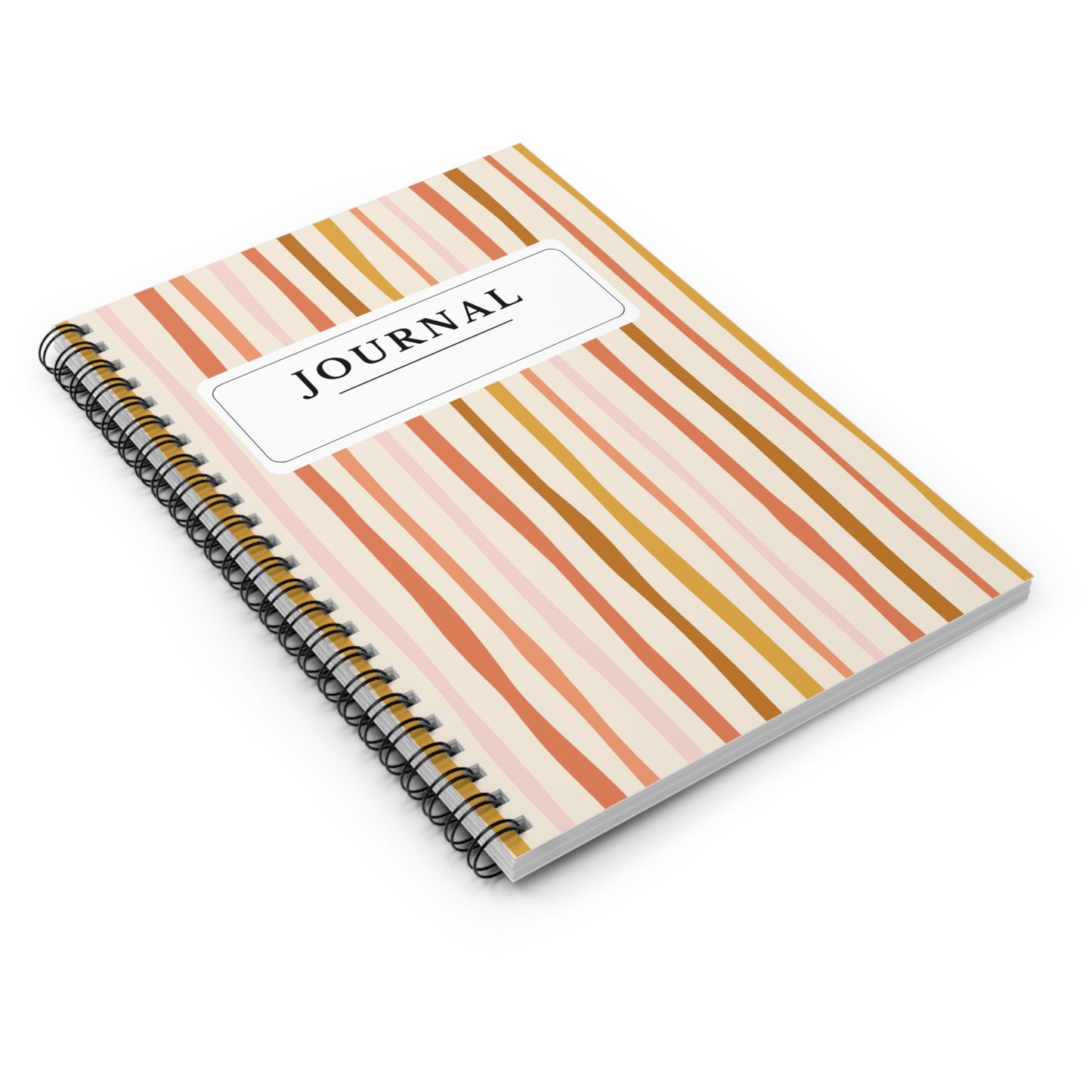 Modern Boho Stripe Journal — Spiral Ruled Notebook with Soft Neutral Palette