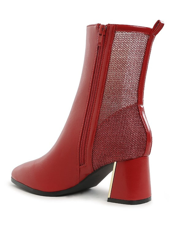 Mimosa Mesh Detail Pointy Ankle Boots