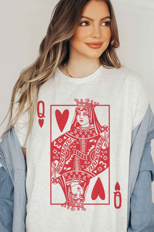 PLUS SIZE QUEEN OF HEARTS GRAPHIC TEE / T-SHIRT