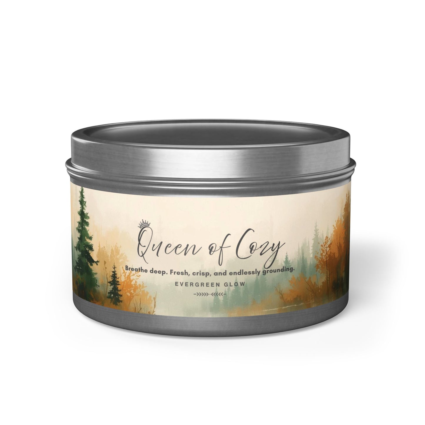 Queen of Cozy Tin Candles | Evergreen Glow