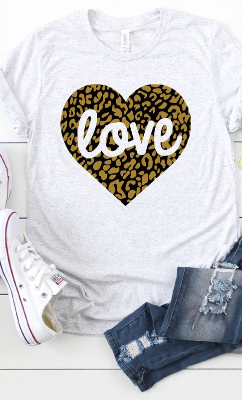 Love Leopard Heart Graphic Tee PLUS