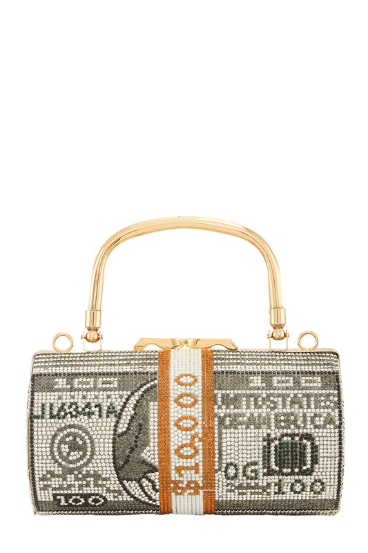 Full Rhinestone Paved Dollar Cylinder Clutch