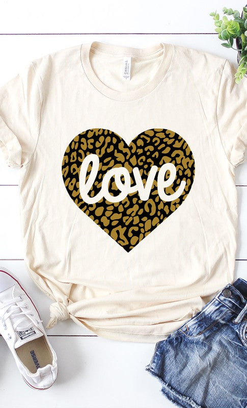 Love Leopard Heart Graphic Tee