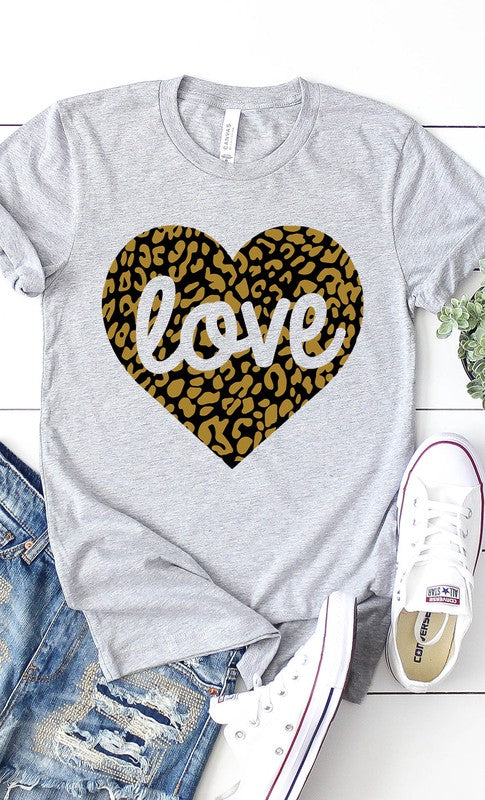 Love Leopard Heart Graphic Tee PLUS