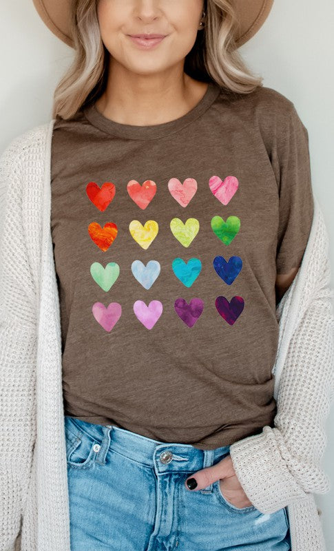 Watercolor Rainbow Heart PLUS SIZE Graphic Tee