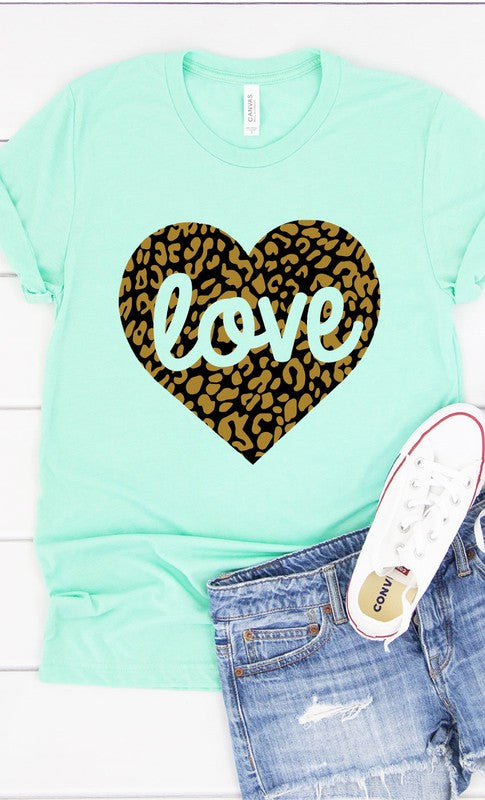 Love Leopard Heart Graphic Tee