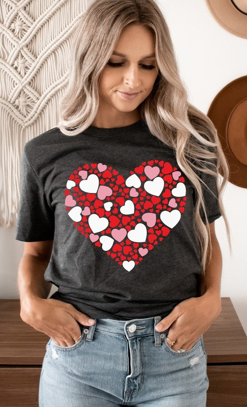 Multiple Heart Pattern in Heart Graphic Tee