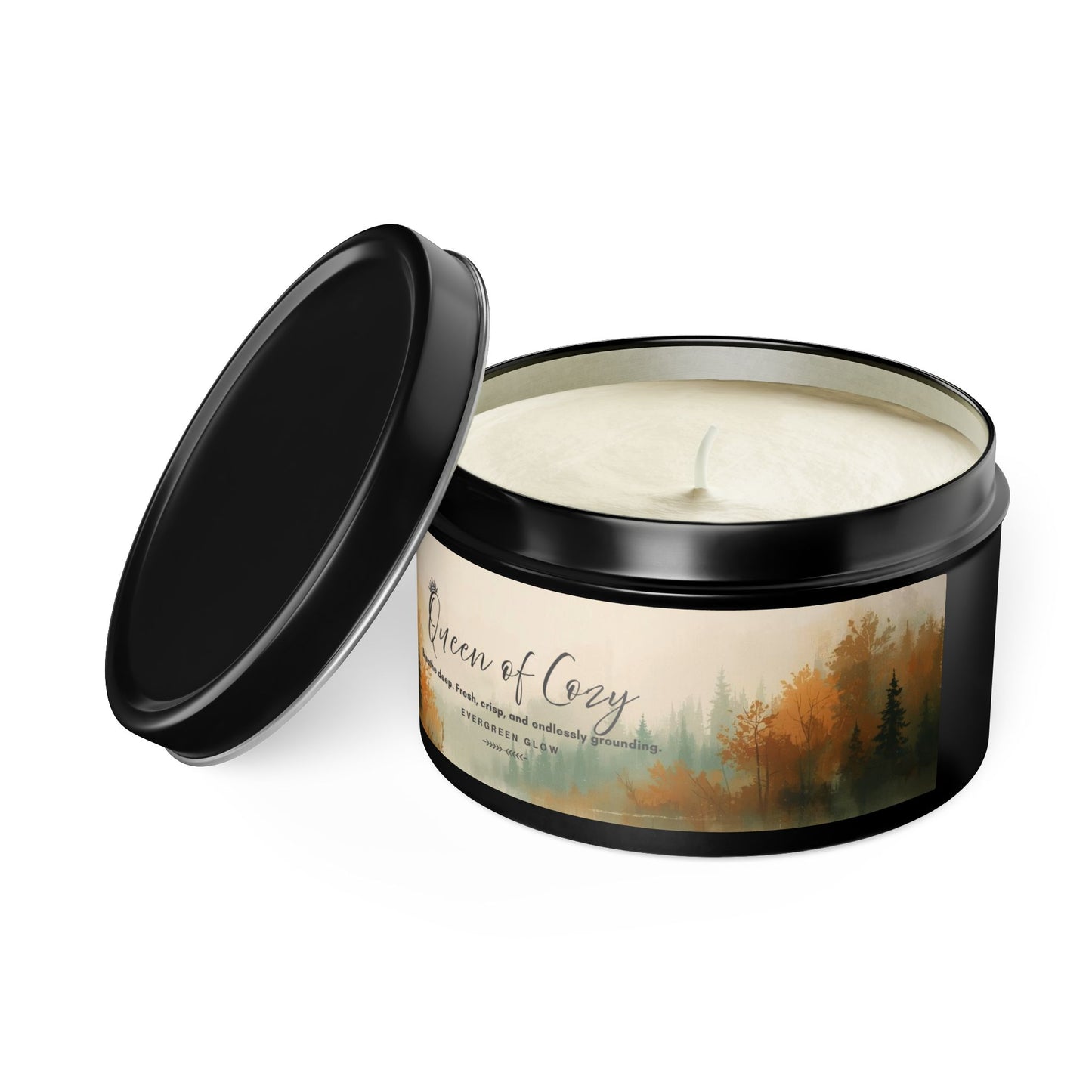 Queen of Cozy Tin Candles | Evergreen Glow