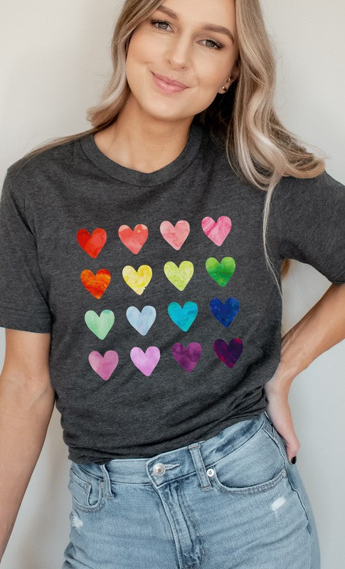 Watercolor Rainbow Heart PLUS SIZE Graphic Tee