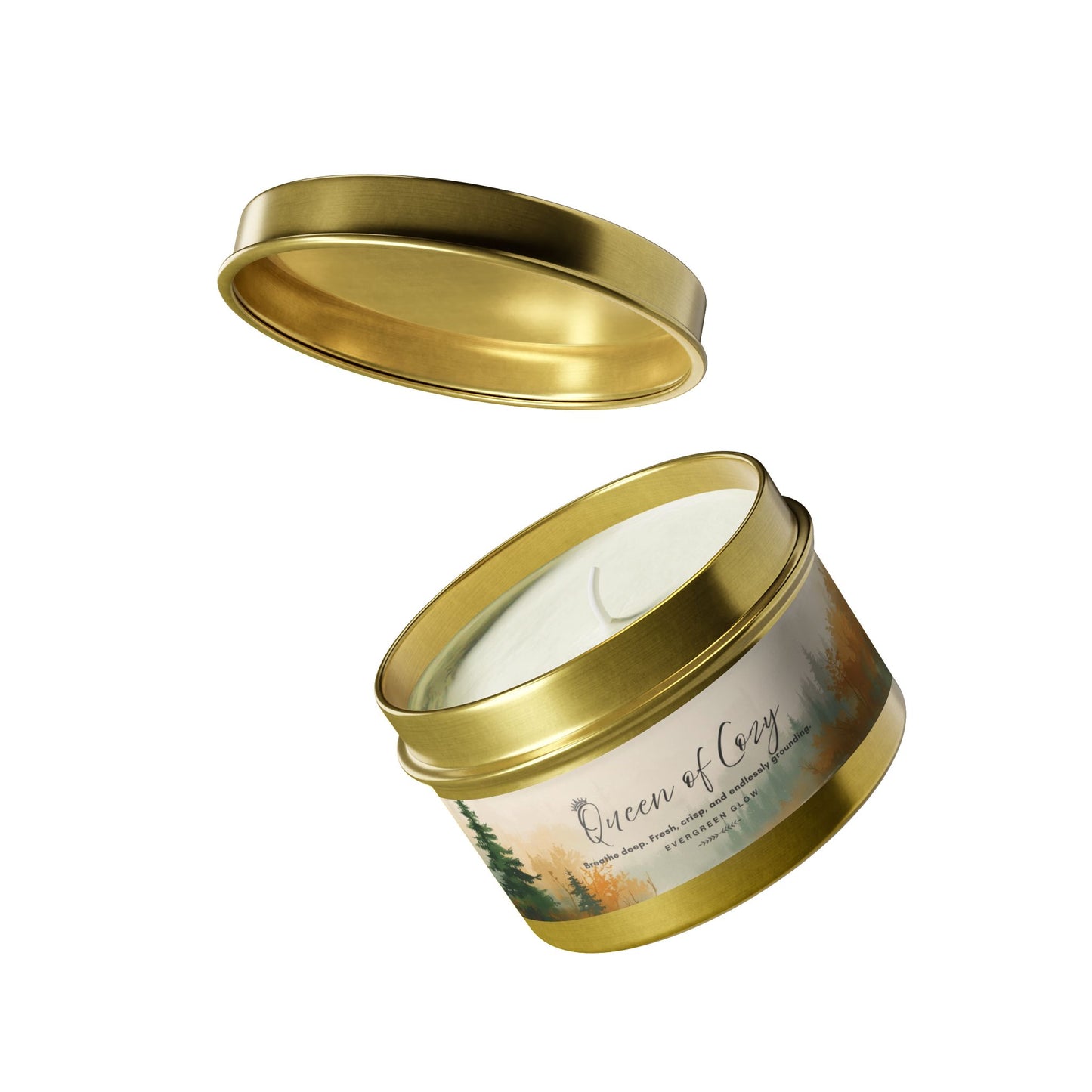 Queen of Cozy Tin Candles | Evergreen Glow