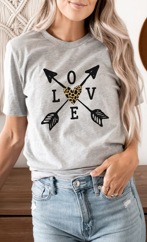 Love Metallic Leopard Heart Arrow PLUS Graphic Tee