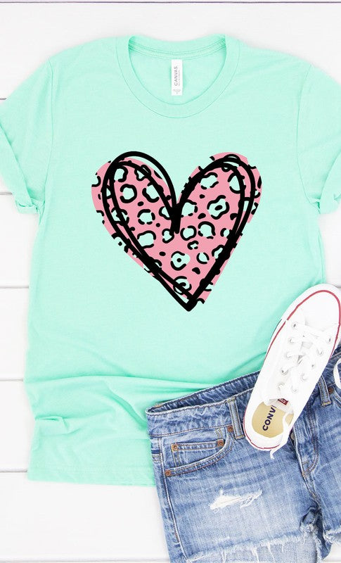 Leopard Pink Heart Graphic Tee PLUS