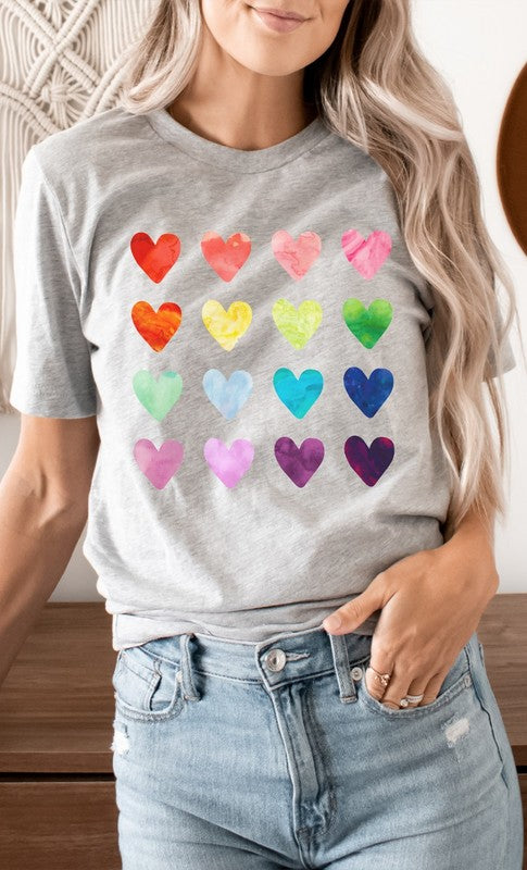 Watercolor Rainbow Heart PLUS SIZE Graphic Tee