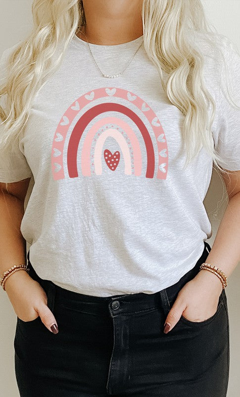 Valentines Day Heart Rainbow PLUS SIZE Graphic Tee