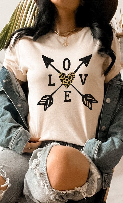 Love Metallic Leopard Heart Arrow PLUS Graphic Tee