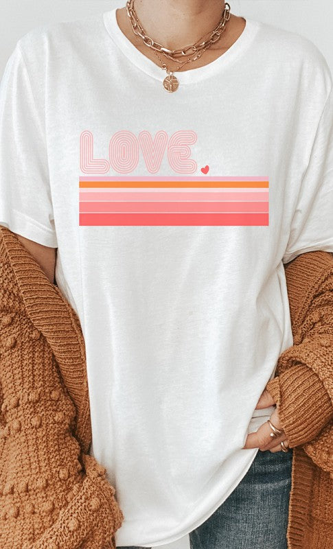 Retro Love Gradient Lines Graphic Tee