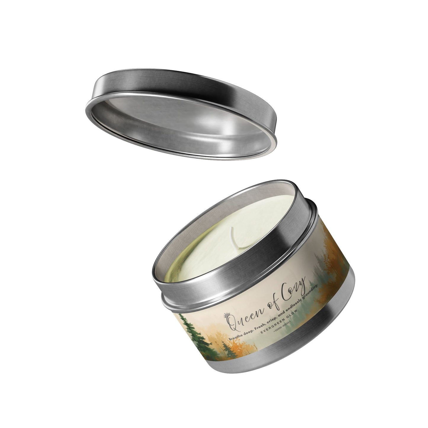 Queen of Cozy Tin Candles | Evergreen Glow