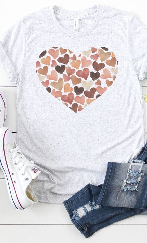 Watercolor Hearts Earthy Pink and Brown PLUS SIZE