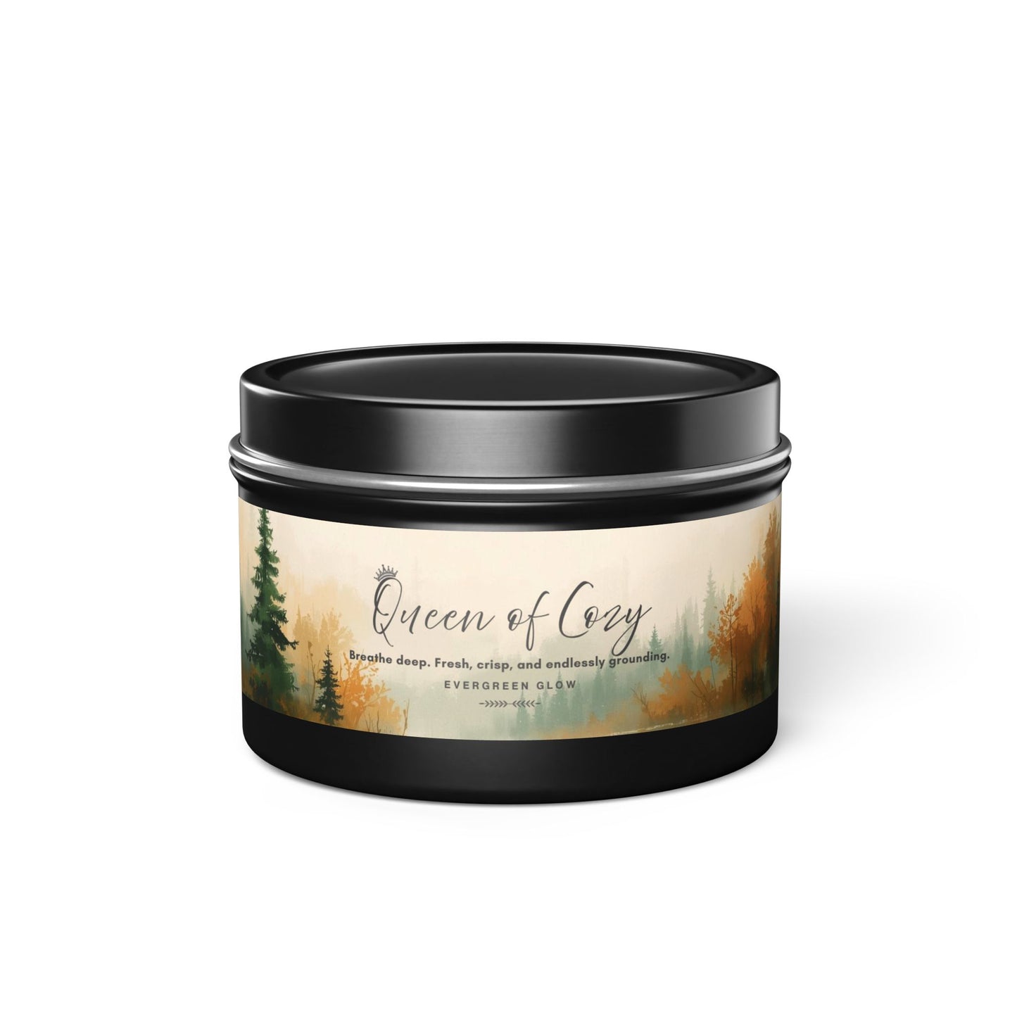 Queen of Cozy Tin Candles | Evergreen Glow