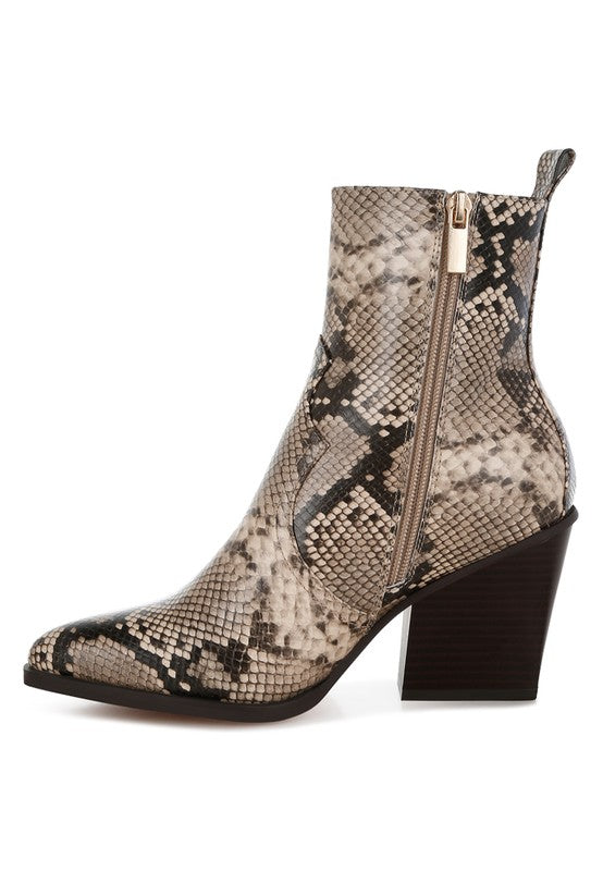 Snake Print Ankle Boots