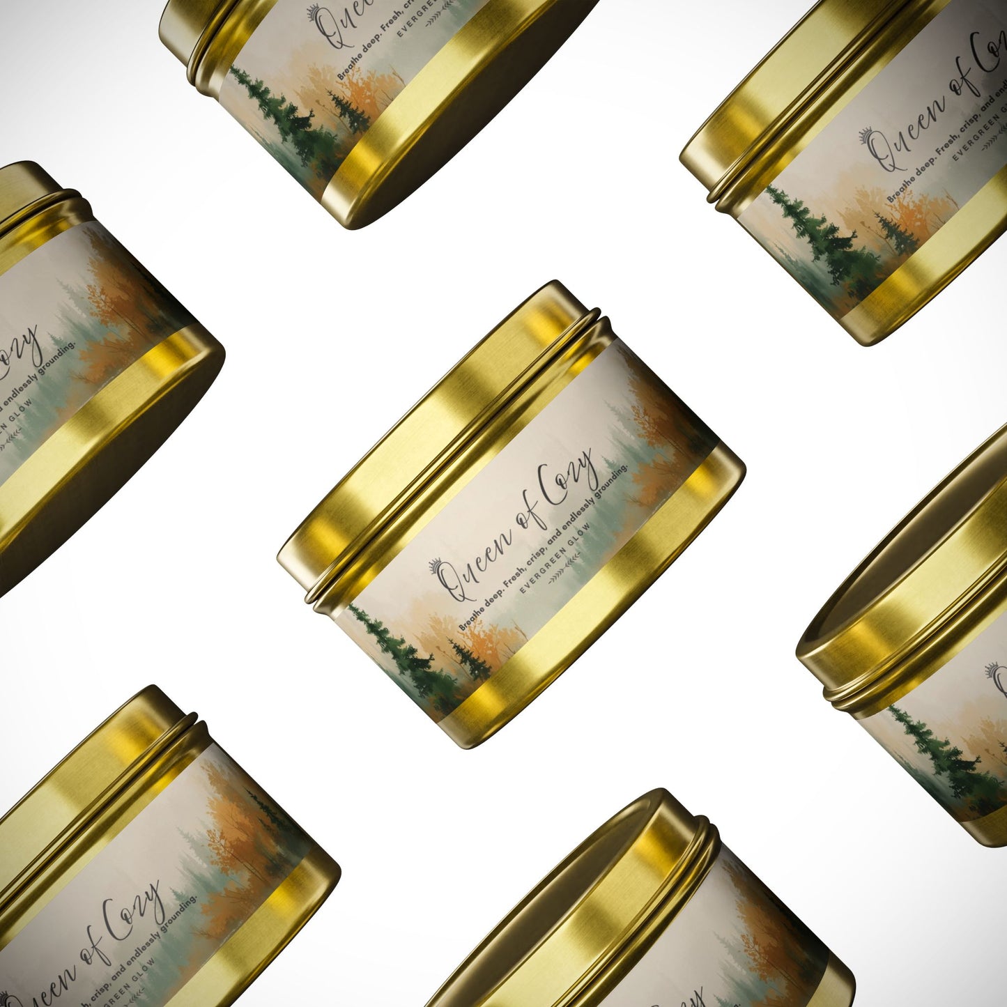 Queen of Cozy Tin Candles | Evergreen Glow