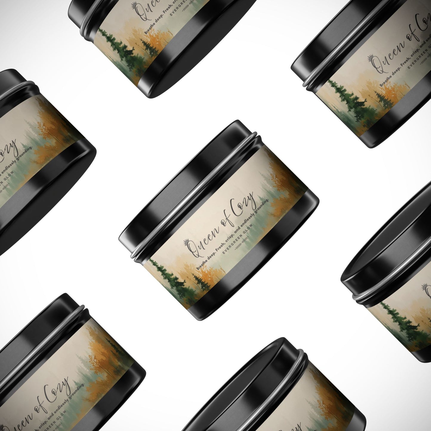 Queen of Cozy Tin Candles | Evergreen Glow