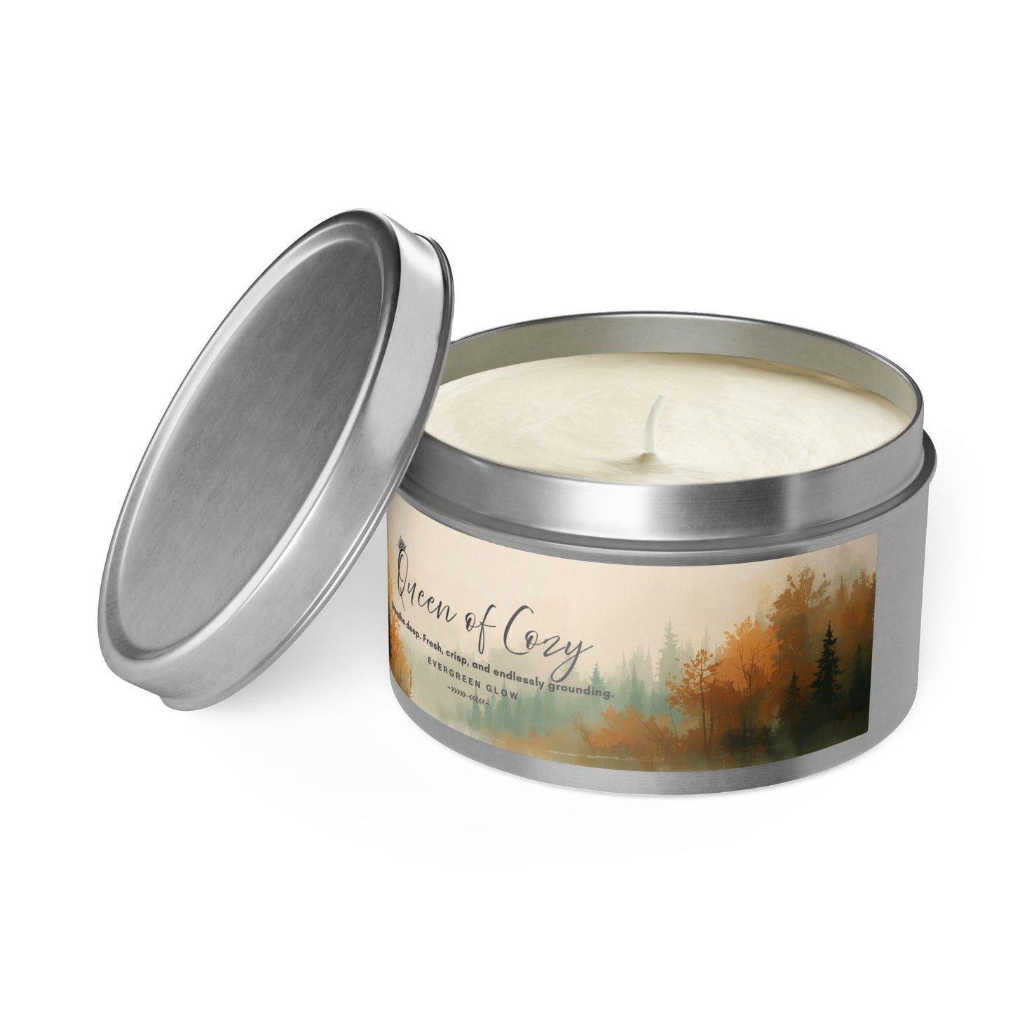 Queen of Cozy Tin Candles | Evergreen Glow
