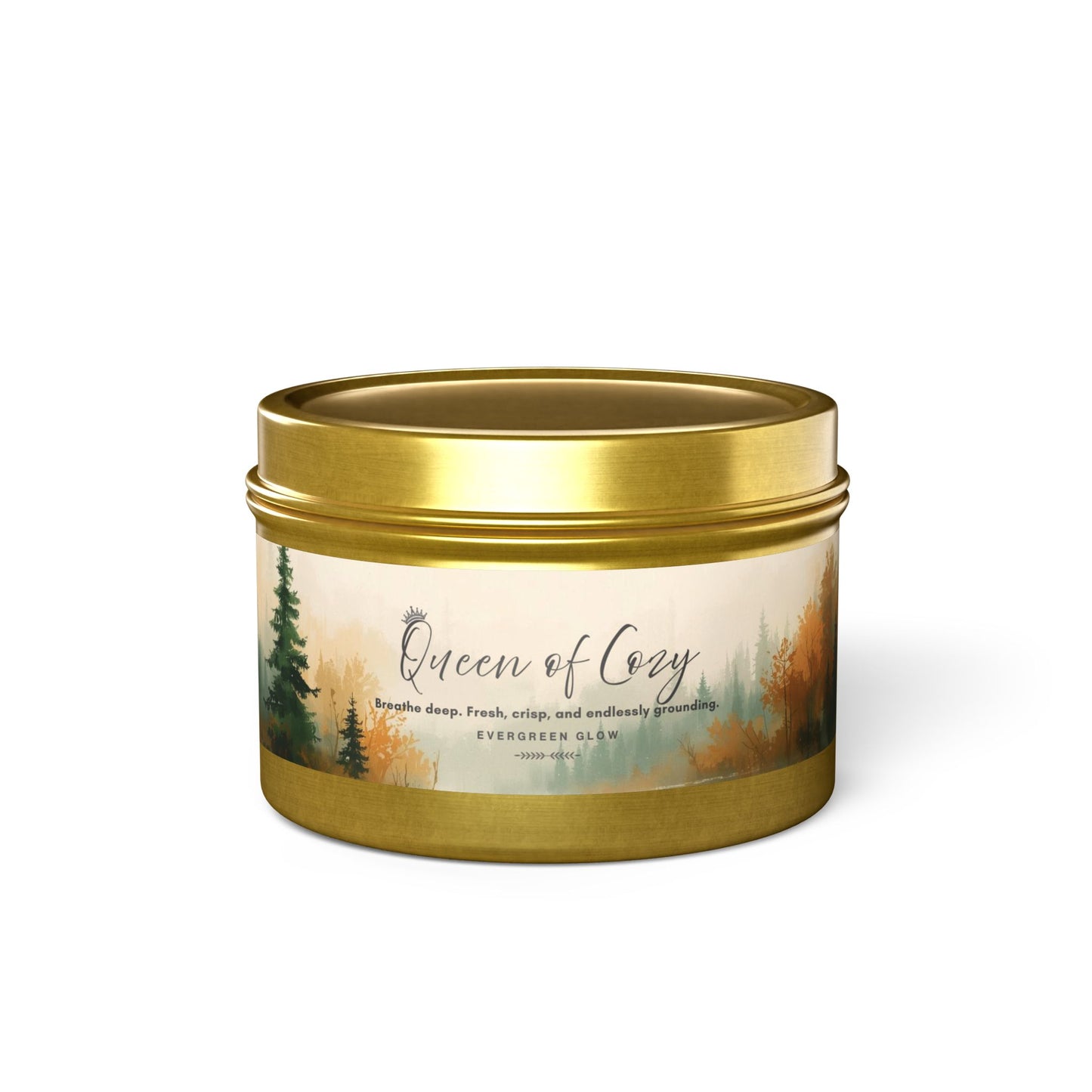 Queen of Cozy Tin Candles | Evergreen Glow