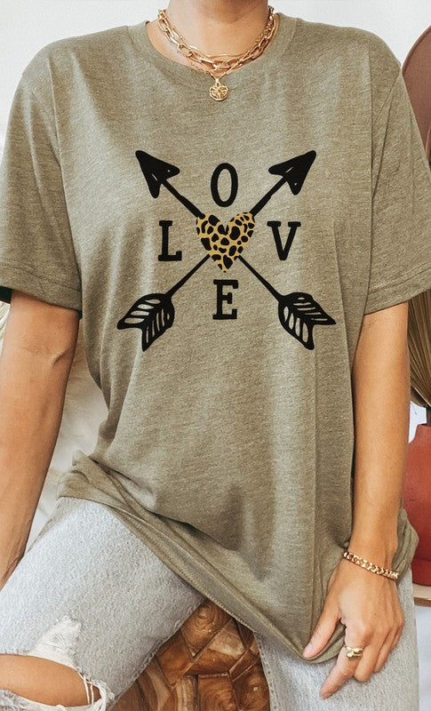 Love Metallic Leopard Heart Arrow PLUS Graphic Tee