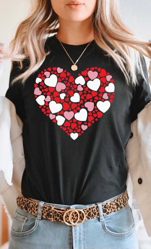 Multiple Heart Pattern in Heart Graphic Tee