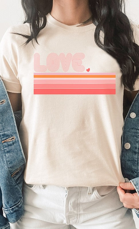 Retro Love Gradient Lines Graphic Tee