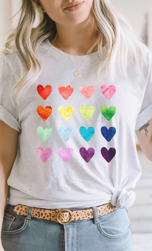 Watercolor Rainbow Heart PLUS SIZE Graphic Tee